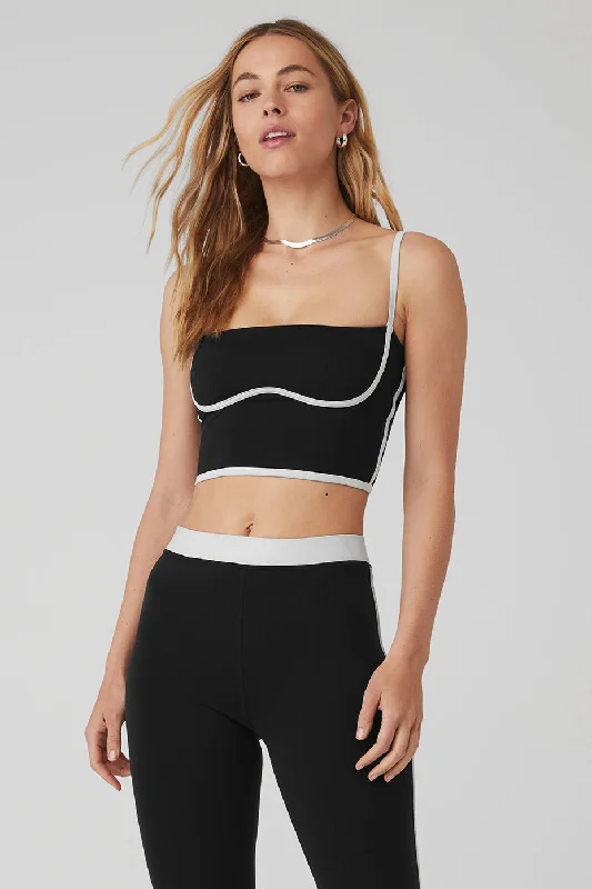 Soft cup sports bras for gentle support-Airbrush Streamlined Bra Tank - Black/White