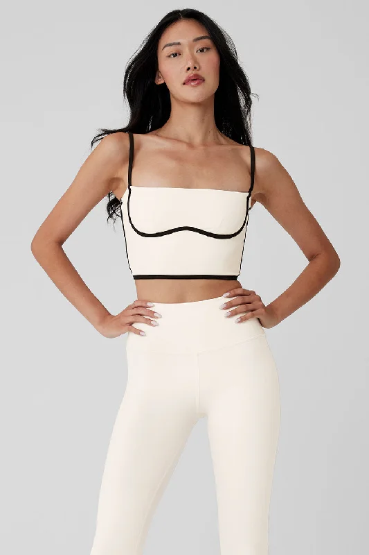 Breathable sports bras for intense sports-Airbrush Streamlined Bra Tank - Ivory/Black