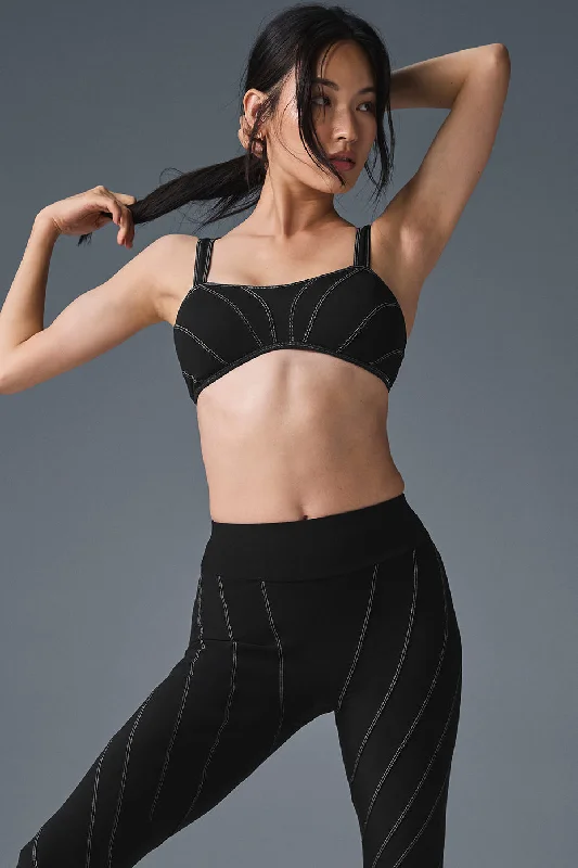 Sports bras for weight lifting-Alosoft Sunray Bra - Black/White