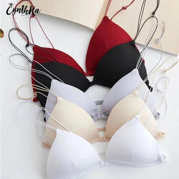 Lightweight bralettes for casual wear-Pack Of 2 Women's deep V triangle with front buckle, sexy wireless push up bra set 3301 Lightweight bralettes for casual wear-Pack Of 2 Women's deep V triangle with front buckle, sexy wireless push up bra set 3301