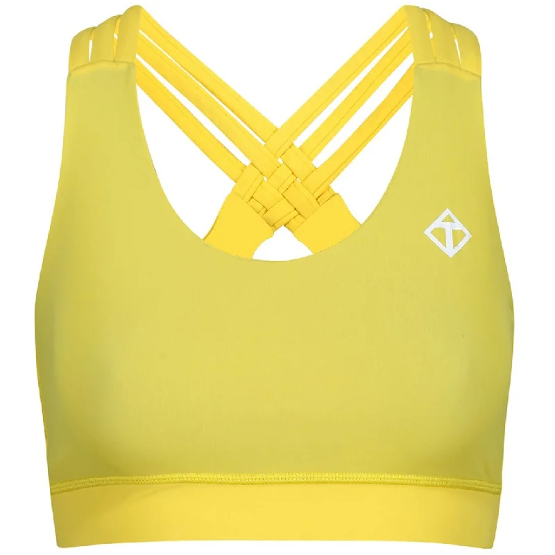 Women's sports bras for high intensity-Yellow Cross Back Bra