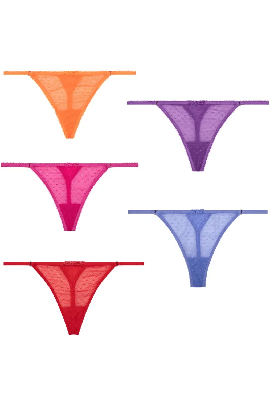 Women's panties with high leg cut-Carole 5 Pack Weekday Thongs