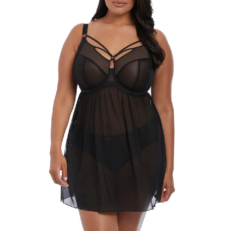 Women's panties with breathable cotton-Elomi Sachi Underwire Plunge Babydoll