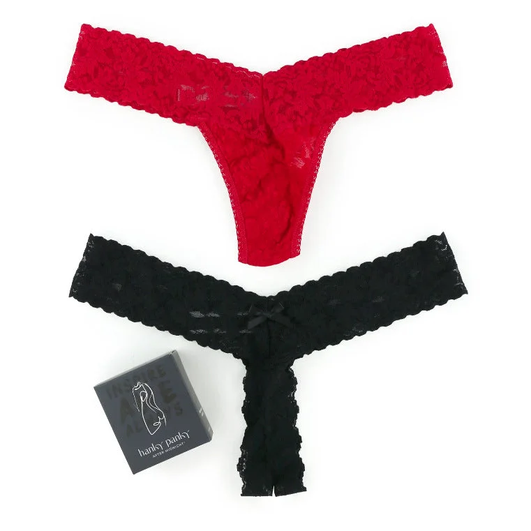 Best women's panties for comfort-Hanky Panky "Naughty & Nice" Low Rise Thong Set