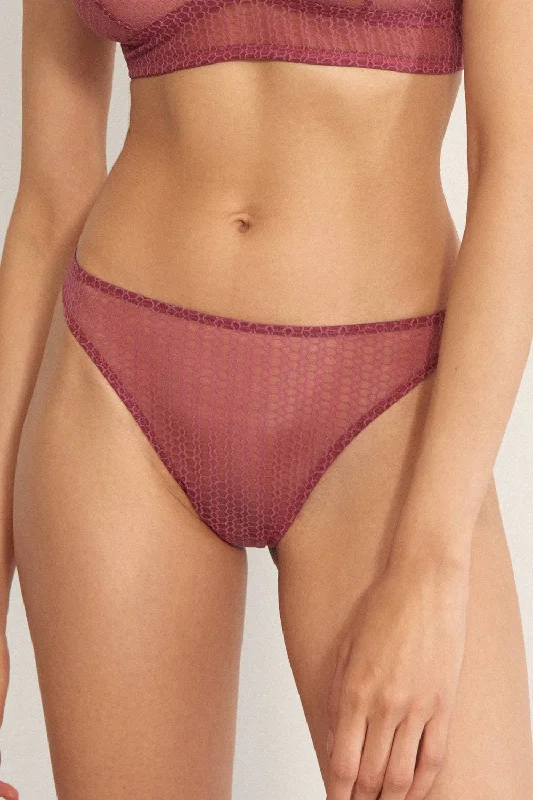 Sports bras and panties for workout wear-Honeycomb Thong