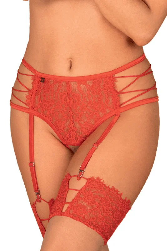 Women's panties with tummy shaper-Rediosa Crotchless Suspender Thong