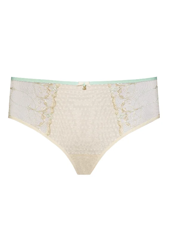 Lace-back panties for special occasions-Samanta Lingerie - Laura Midi Brief | Biscuit
