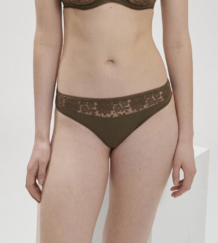 Lace-trimmed women's panties for a chic look-Simone Perele - Amazone Bikini | Nomad Green