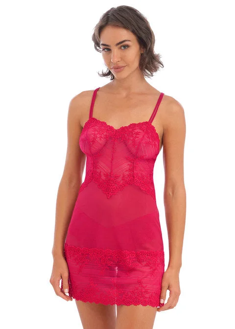 Women's panties with breathable fabric for moisture control-Wacoal Embrace Lace Chemise - "Persian Red" Fashion Colour Women's panties with breathable fabric for moisture control-Wacoal Embrace Lace Chemise - "Persian Red" Fashion Colour