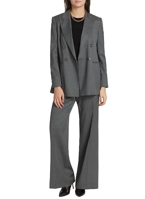 Women's pajamas with comfortable fit waistband-Abissi Double Breasted Jacket And Cesena Pant Suit In Grey Women's pajamas with comfortable fit waistband-Abissi Double Breasted Jacket And Cesena Pant Suit In Grey
