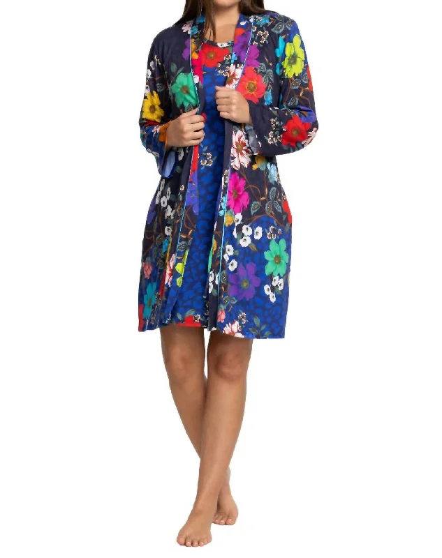 Comfortable women's pajamas for winter-Archimal Sleep Robe In Blue Multi