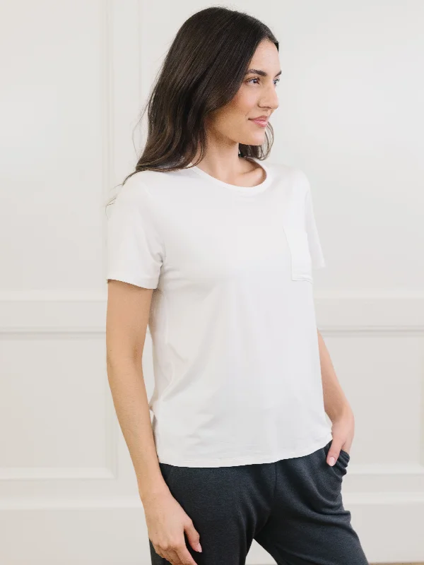 Elegant pajamas set with satin fabric-Women's Stretch-Knit Bamboo Lounge Tee