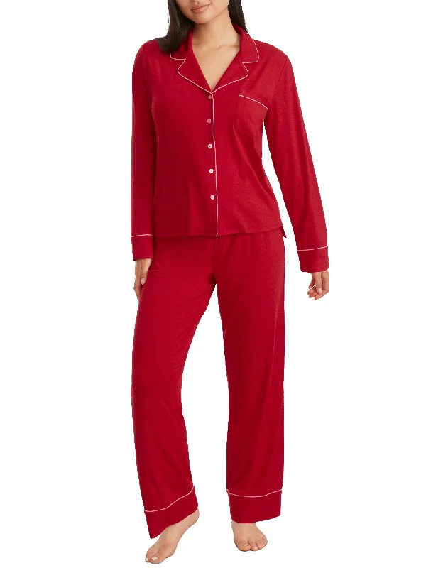 Women's pajamas with comfortable waistband-Bare Women's The Cooling Piped Pajama Set Women's pajamas with comfortable waistband-Bare Women's The Cooling Piped Pajama Set