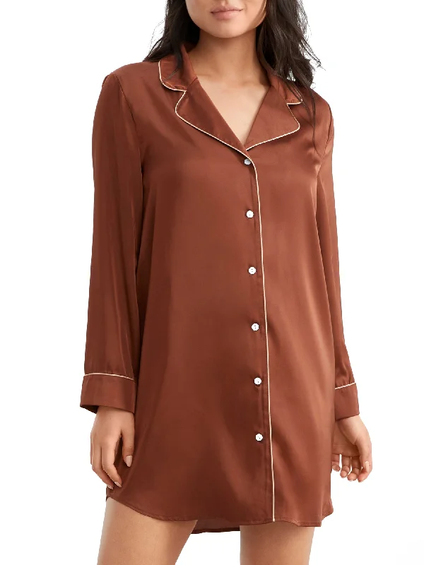 Stylish women's pajamas for sleeping-Bare Women's The Washed Satin Sleep Shirt