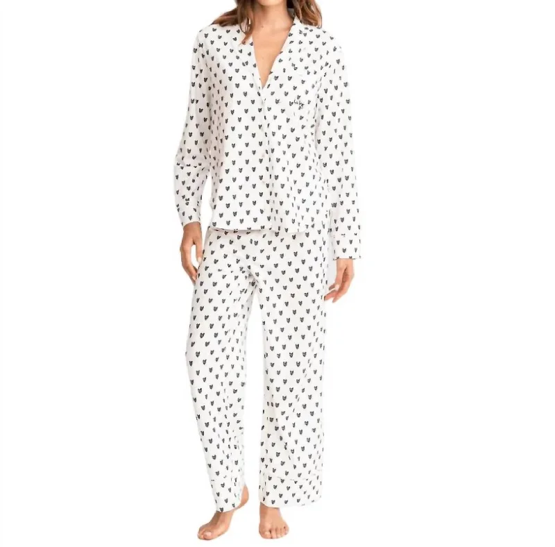 Cozy women's pajamas for a good night's sleep-Betty Pajama Set Pop Heart In Oatmilk