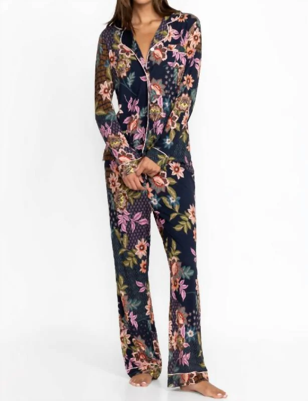 Cozy pajamas set for women-Carly Pajama Set In Delfino