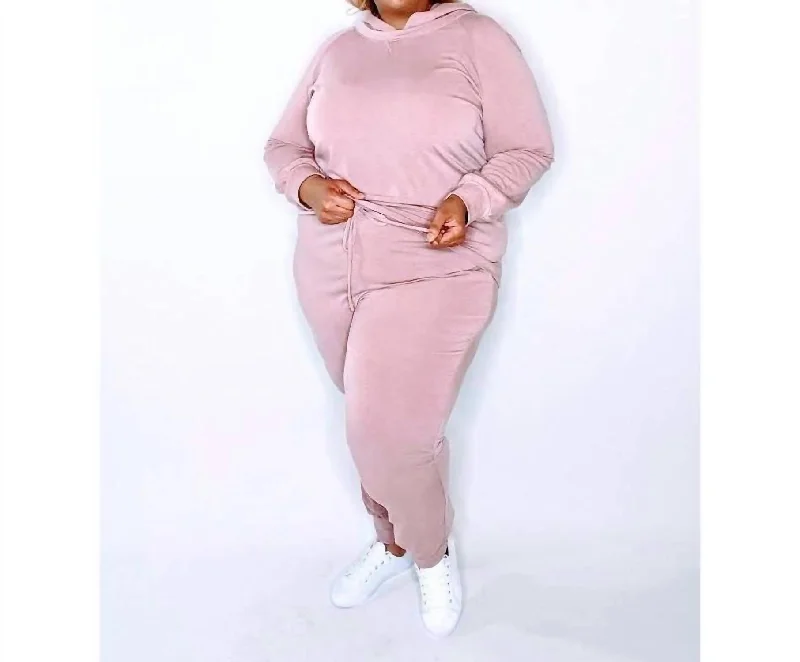 Comfortable women's pajamas for a restful sleep-Casual Jogger Set In Mauve
