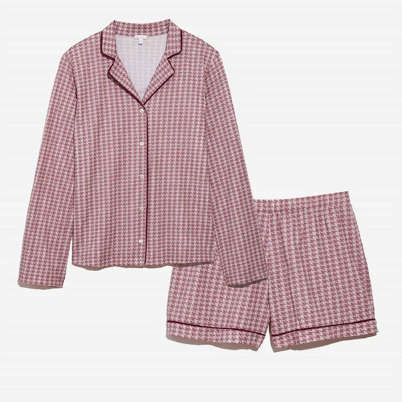 Women's pajamas for easy sleep-Cayla Pajama Set In Check Print Wild Orchid