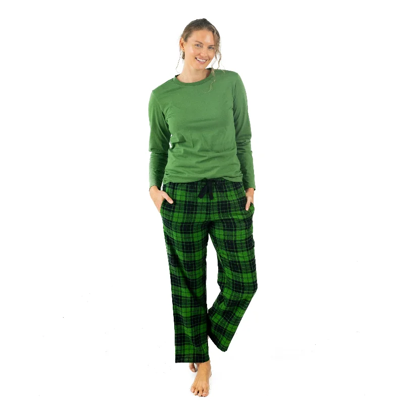 Soft fabric pajamas set for women-Christmas Womens Cotton Top Flannel Pant Pajamas Plaid Soft fabric pajamas set for women-Christmas Womens Cotton Top Flannel Pant Pajamas Plaid