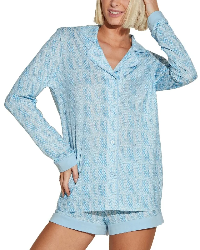Soft women's pajamas with matching bottoms-Cosabella 2pc Bella Printed Top & Boxer Set Soft women's pajamas with matching bottoms-Cosabella 2pc Bella Printed Top & Boxer Set