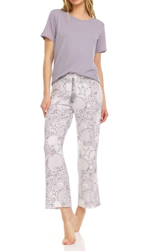 Soft women's pajamas for cool evenings-Deandra Pajama Set In Grey