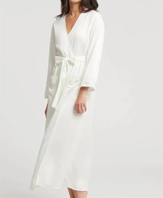 Soft cotton pajamas with comfy fit-Diana Robe In Ivory