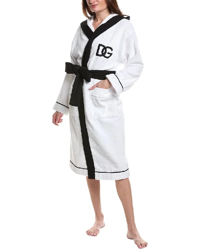 Trendy women's pajamas for bedtime-Dolce & Gabbana Terry Bathrobe