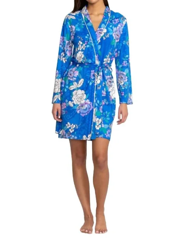 Cozy women's pajamas with fabric blend-Dove Sleep Robe In Blue Multi