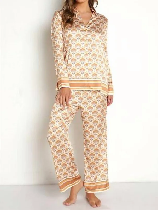 Cozy women's pajamas with fabric blend-Early Night Pj Set In Honey Wallflower