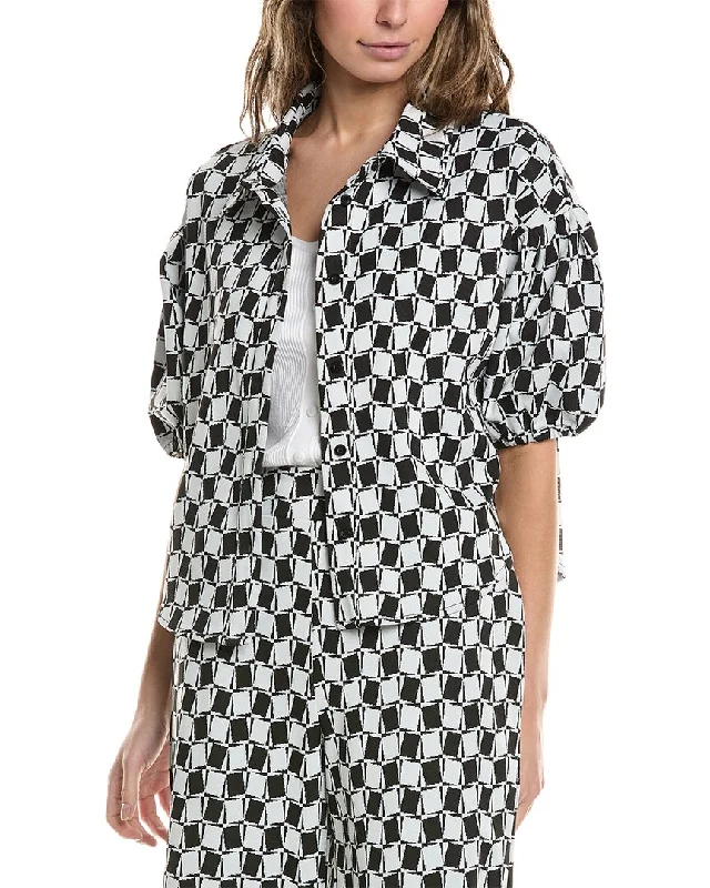 Women's pajamas with flattering fit-Gracia Check Pattern Pajama Top