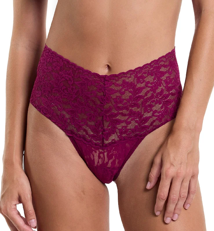 Soft cotton panties for plus-size women-Hanky Panky Retro Lace Thong (9K1926P) - Sugar Plum