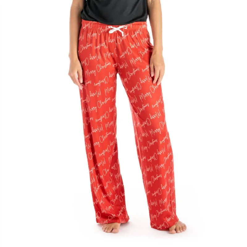 Soft women's pajamas set-Holiday Lounge Pants In Red