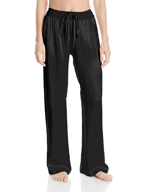 Comfortable women's pajamas for night-Jolie Satin Pant With Draw String In Black