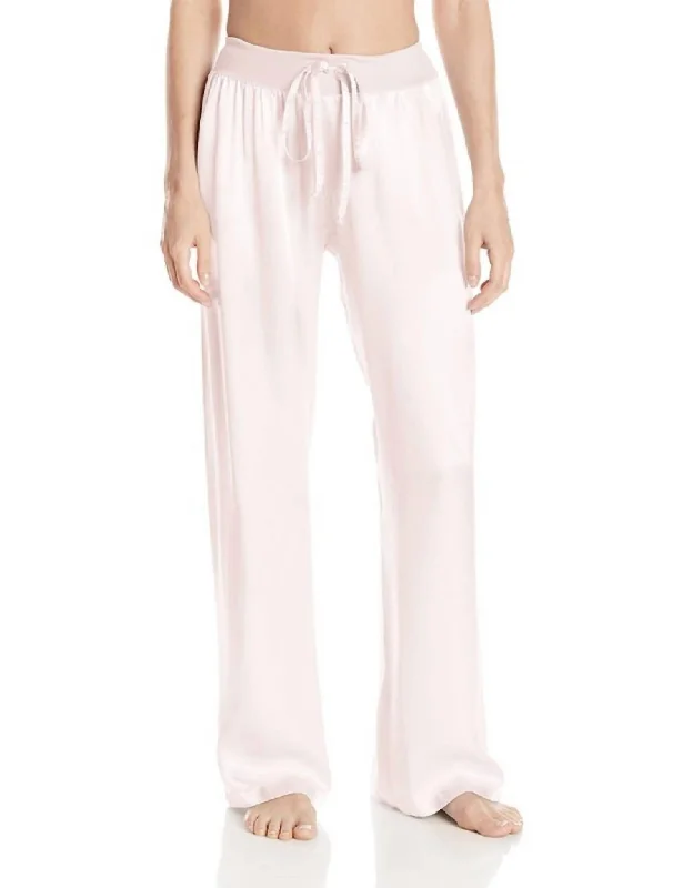 Trendy women's pajamas for sleep-Jolie Satin Pant With Draw String In Blush