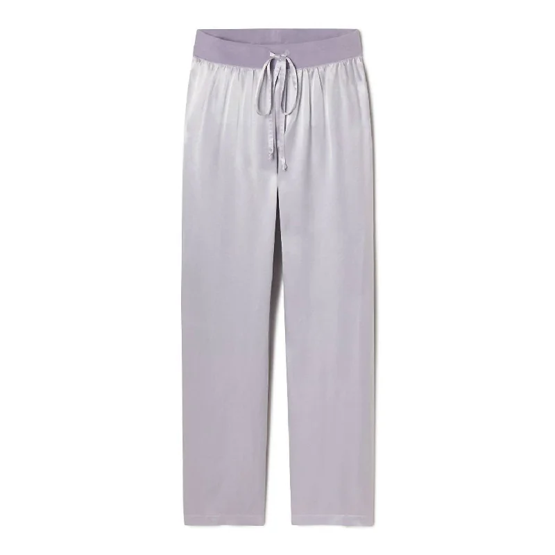 Stylish women's pajamas for sleeping-Jolie Satin Pant With Draw String In Lavender