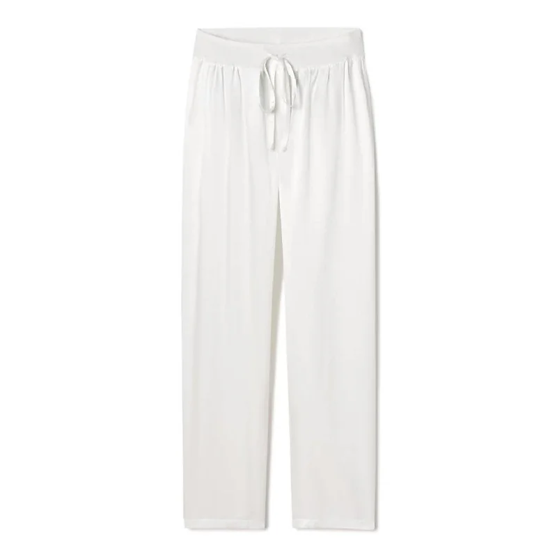 Women's pajamas set with matching top-Jolie Satin Pant With Draw String In Pearl