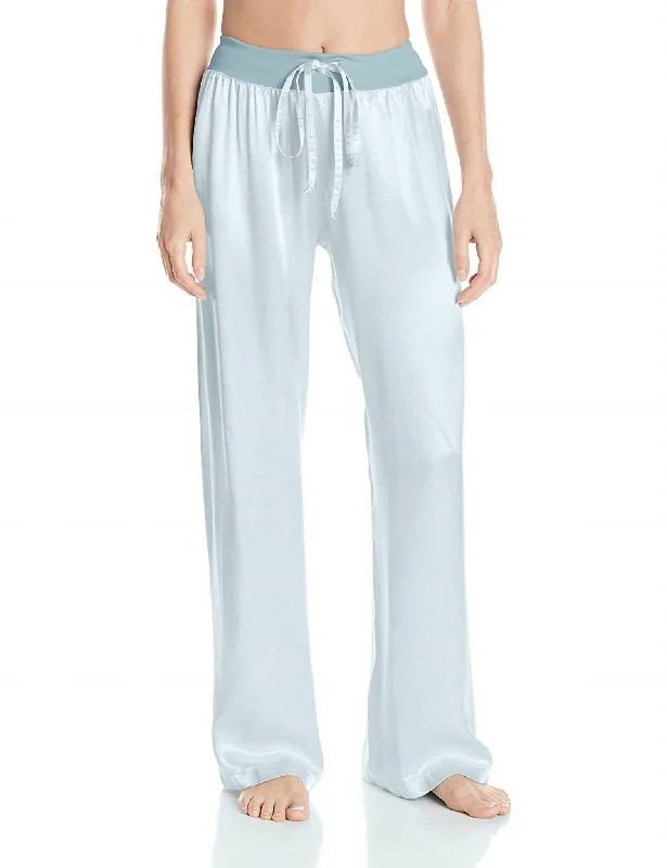 Silk women's pajamas for bedtime-Jolie Satin Pant With Draw String In Teal