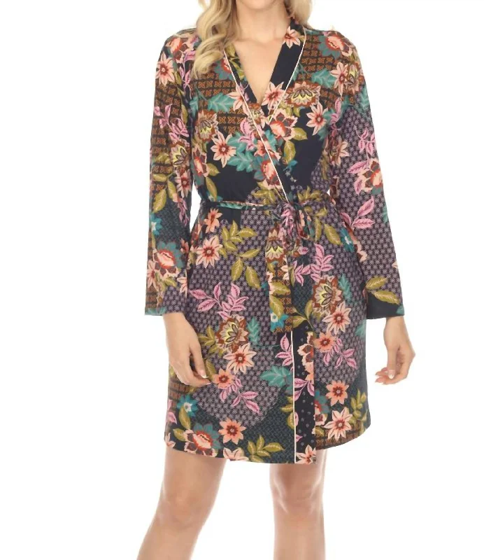 Soft fabric women's pajamas set-Jonesy Sleep Robe In Delfino
