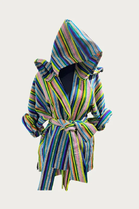 Women's pajamas with light cotton fabric-Lain Handmade Robe Jacket In Rainbow