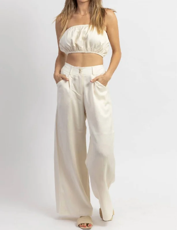 Women's pajamas for ultimate comfort-Let's Bounce Bubble Top Set In Cream