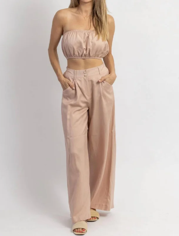Soft women's pajamas with matching bottoms-Let's Bounce Bubble Top Set In Mauve