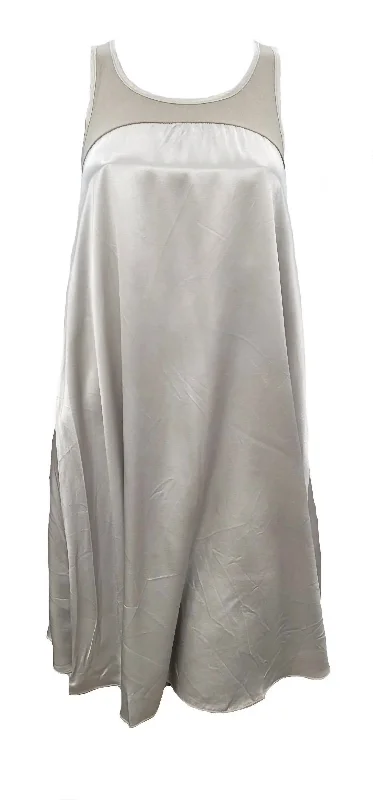 Comfortable women's pajamas for lounging-Lindsay Satin And Rib Nightgown In Clay