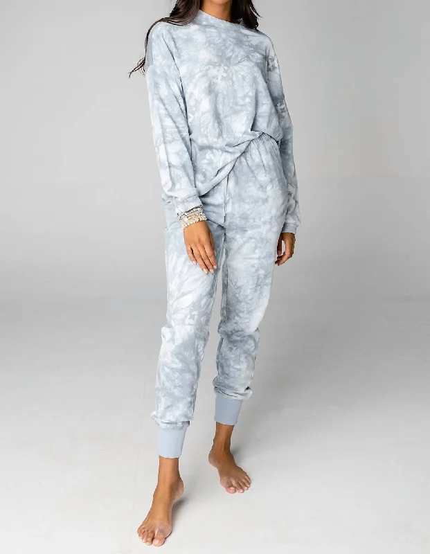 Cozy pajamas set for women with warm fabric-Lounge Bottoms In Grey Clouds