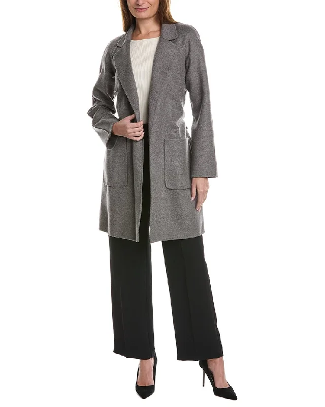 Women's pajamas with a relaxed fit for lounging-Michael Kors Collection Melton Wool Bathrobe Coat