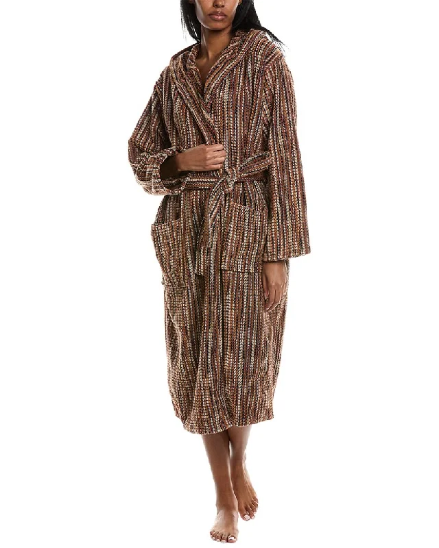 Women's pajamas with button-up top-Missoni Home Billy Hooded Bathrobe