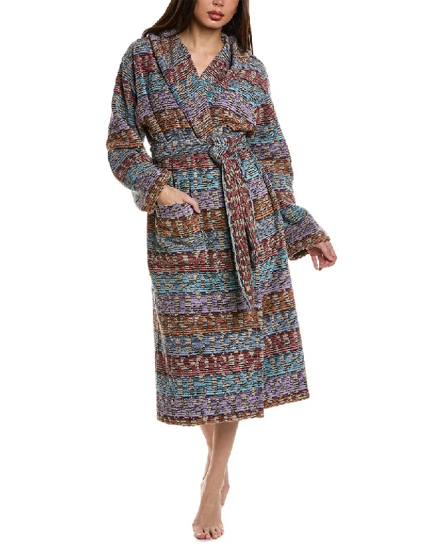 Women's pajamas with silk material-Missoni Home Blake Hooded Bathrobe