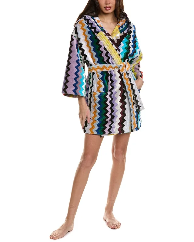 Trendy women's pajamas for bedtime-Missoni Home Carlie Hooded Bathrobe