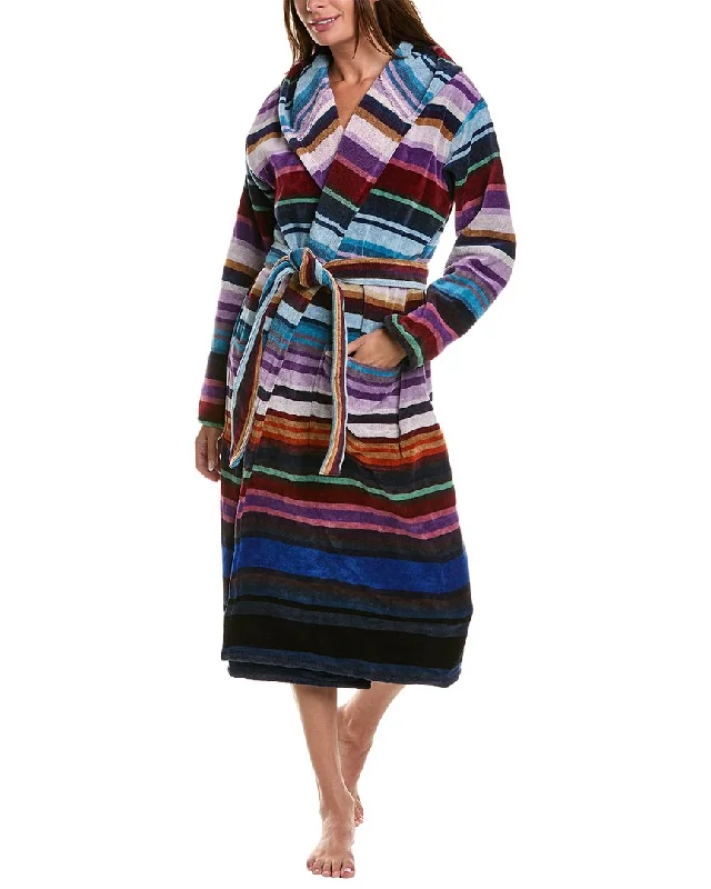 Cozy women's pajamas set with warm fabric-Missoni Home Cesar Hooded Bathrobe