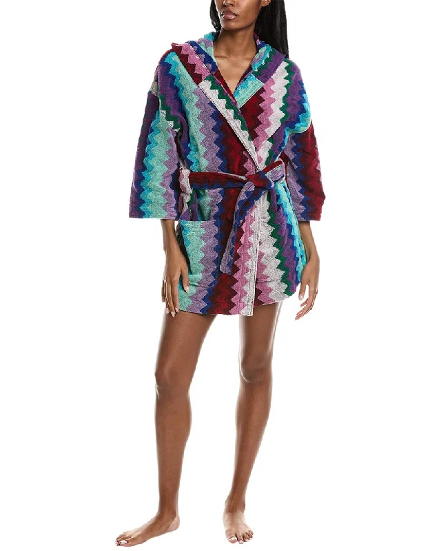 Women's pajamas with snug fit-Missoni Home Chantal Hooded Bathrobe