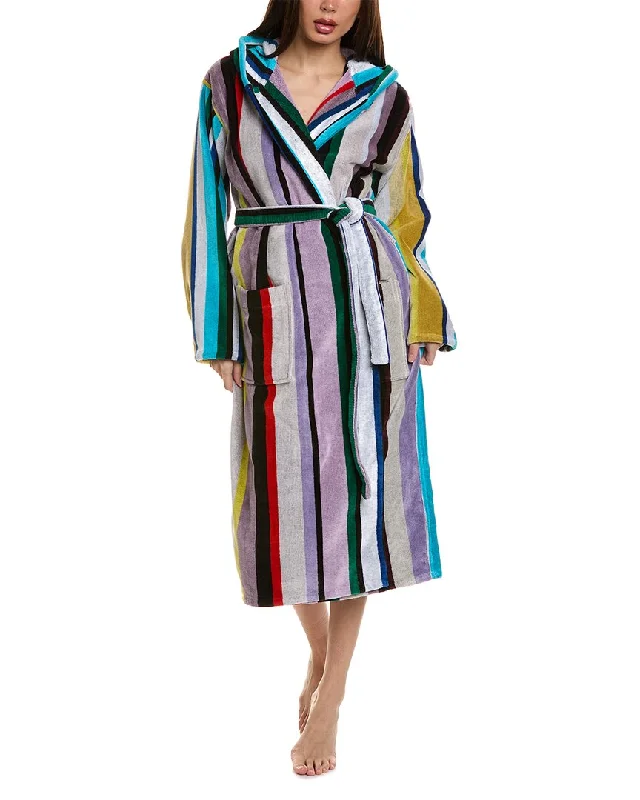 Soft women's pajamas with a relaxed fit-Missoni Home Chase Hooded Bathrobe